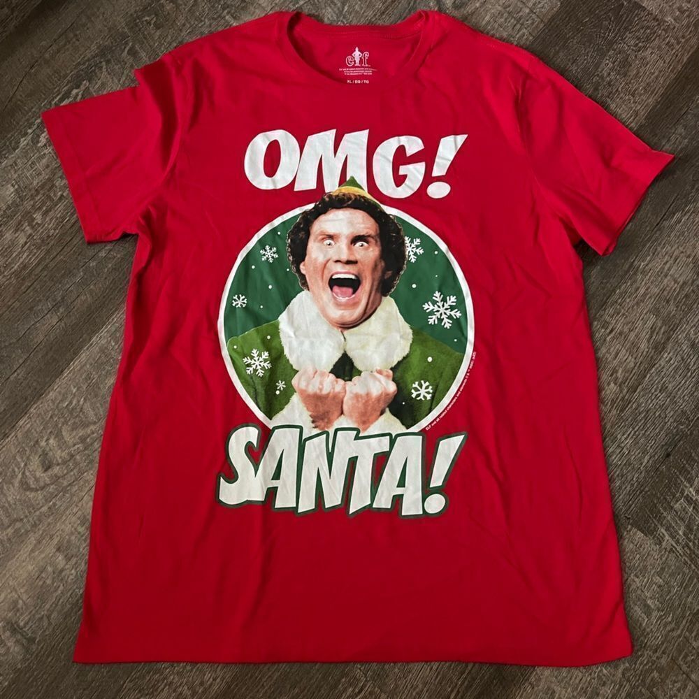Elf Omg Santa Big‎ Face T-Shirt- Size XL